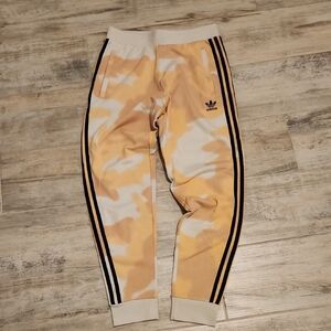 Adidas Orange and White Camo Joggers